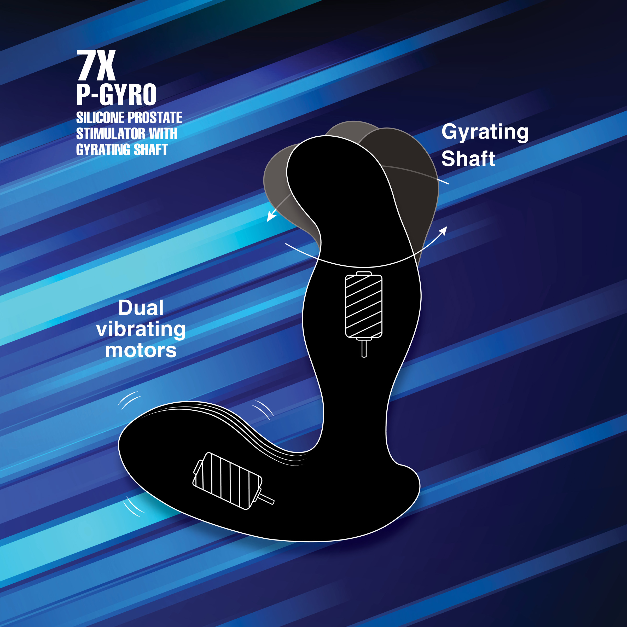 7X P-Gyro Silicone Prostate Stimulator with Gyrating Shaft