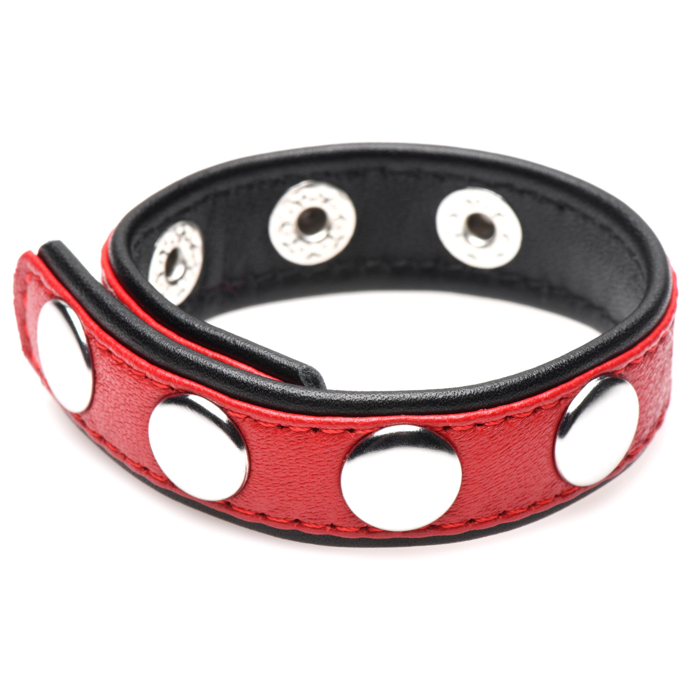 Leather Speed Snap Cock Ring – Red