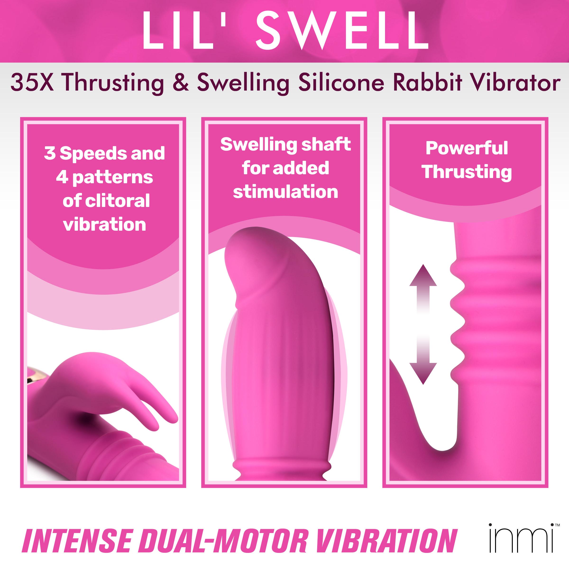 35X Lil Swell Thrusting and Swelling Silicone Rabbit Vibrator
