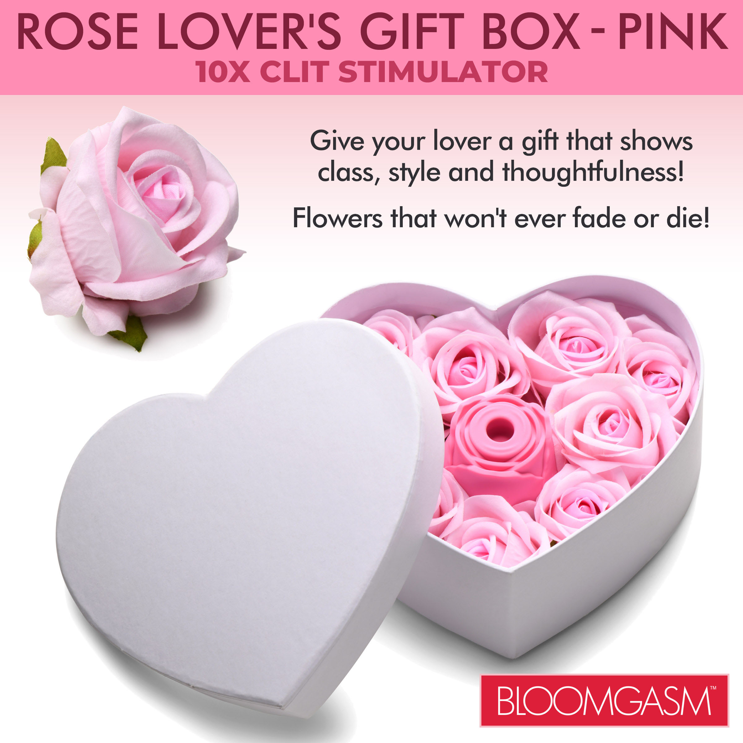 The Rose Lovers Gift Box 10x Clit Suction Rose – Pink