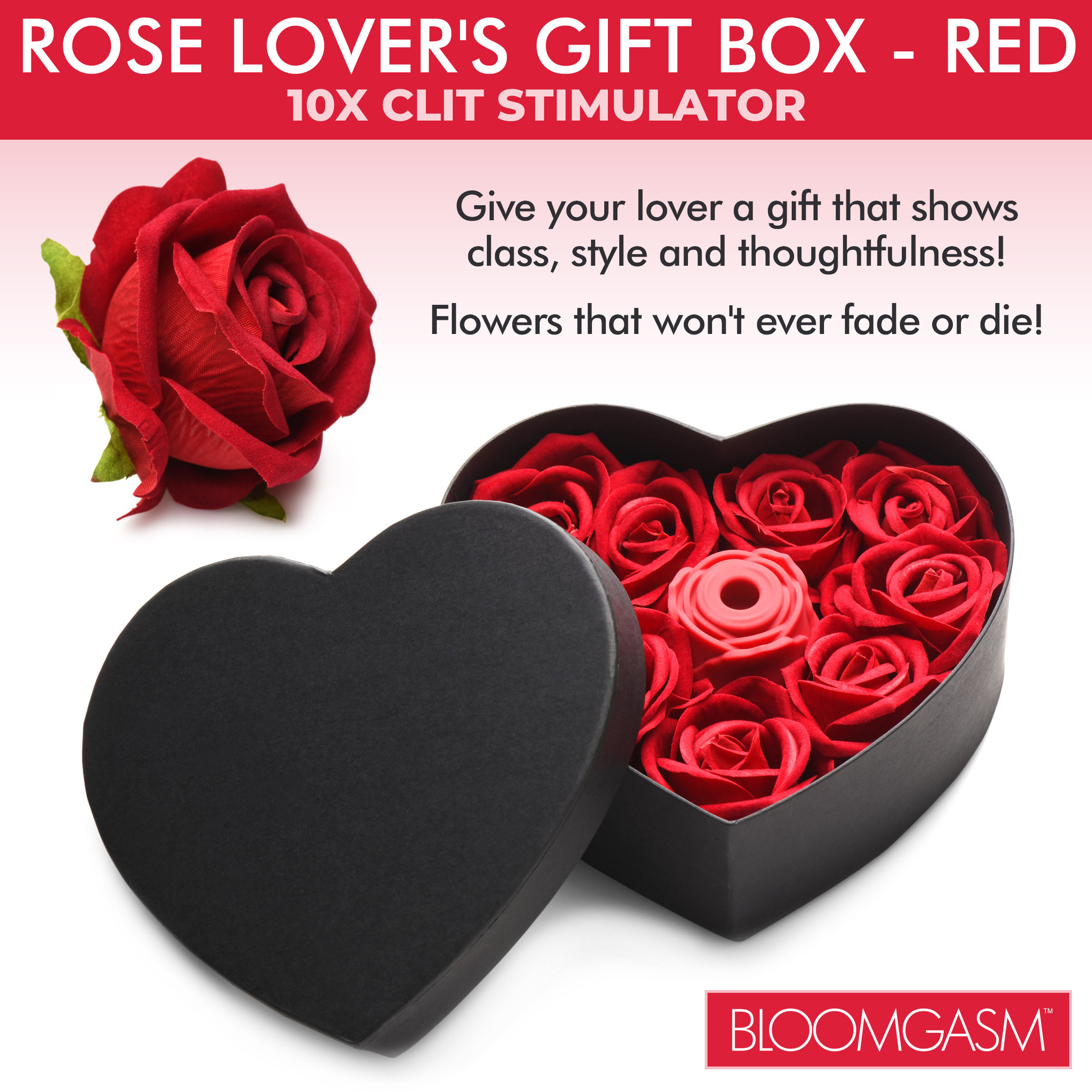 The Rose Lover’s Gift Box 10X Clit Suction Rose – Red